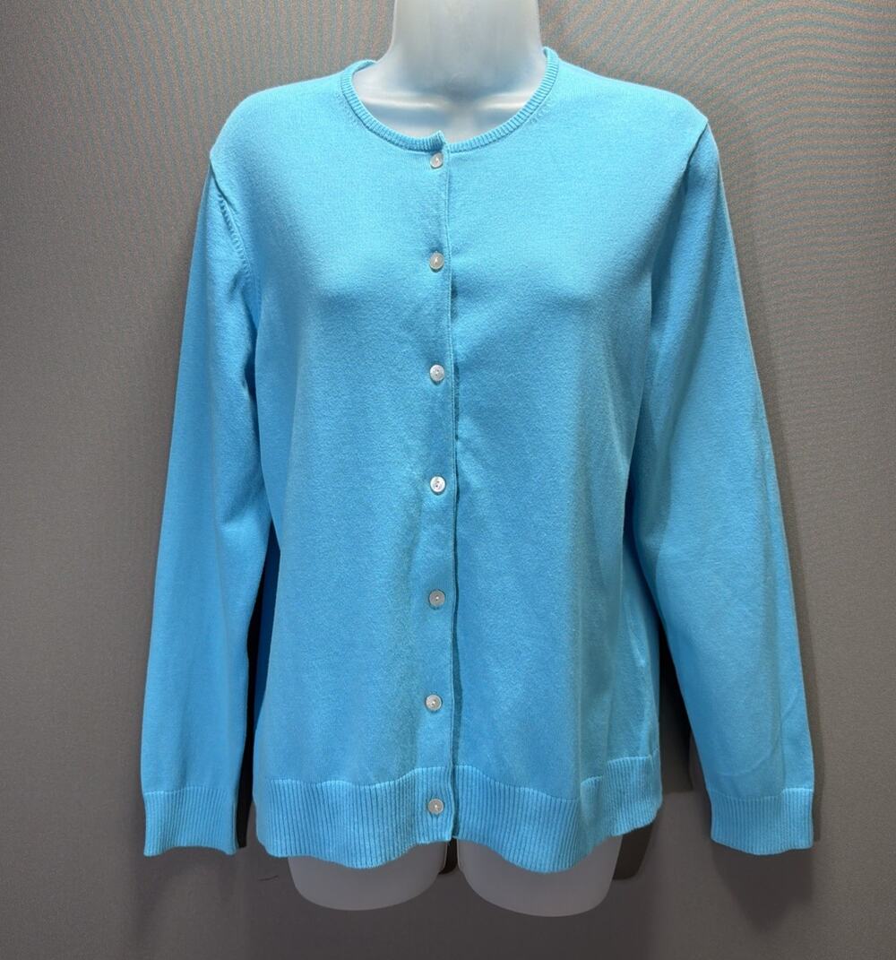Lands' End Womans M 8-10 Cardigan Sweater Long Sleeve Stretch